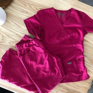 Greys Anatomy Hot Pink Scrub Set